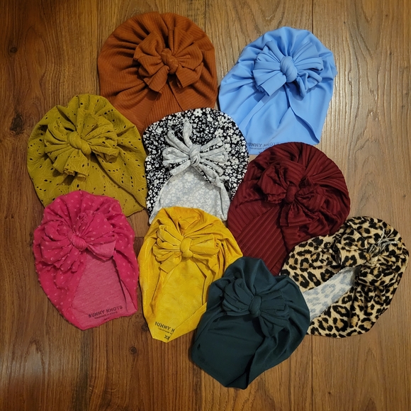 9 Colorful Baby BUNNY KNOTS Head Wraps - XS - Picture 1 of 5